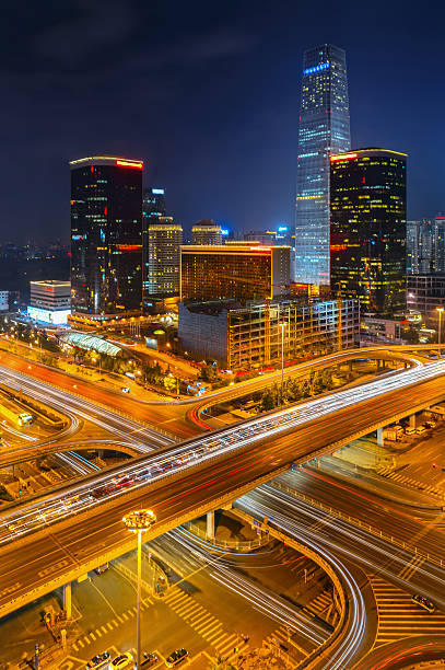 Night of Beijing Central Business district buildings skyline