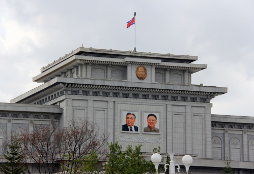 Pyongyang, North Korea - August 14, 2013: Kumsusan Memorial Palace Of The Sun (mausoleum of Kim Il Sung and Kim Jong Il). A palatial structure where the two leaders lay in state, and each has a museum dedicated to them.