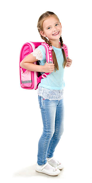istock Portrait of smiling schoolgirl with backpack 481359182