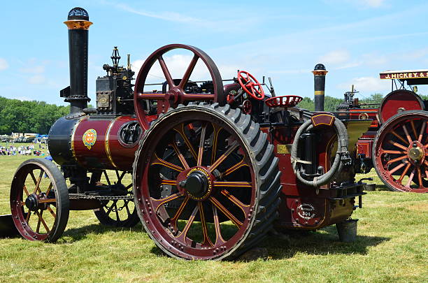 Wiston, United Kingdom - July 11, 2015: Victorian steam traction engines at the annual Wiston Steam Rally in Sussex, England.