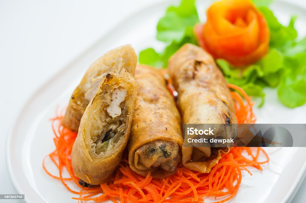 Spring roll Asian the favorite food, most in Chaina, isolated  2015 Stock Photo