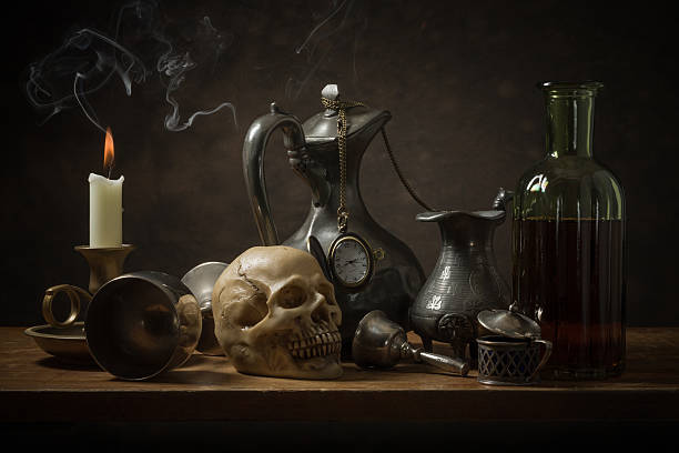 Classic still life with old objects stock photo