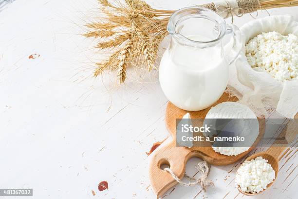 Fresh Dairy Products Wheat Stock Photo - Download Image Now - Dairy Product, 2015, Backgrounds