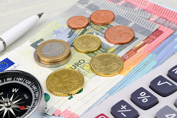Euro Currency Compass stock photo