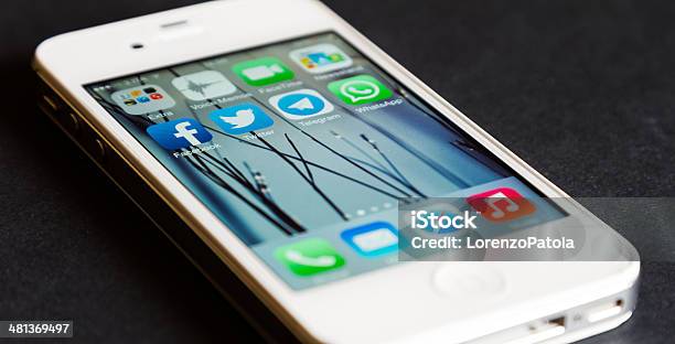 Social Media Apps On Apple Iphone Stock Photo - Download Image Now - Icon Symbol, Whatsapp, Apple Computers