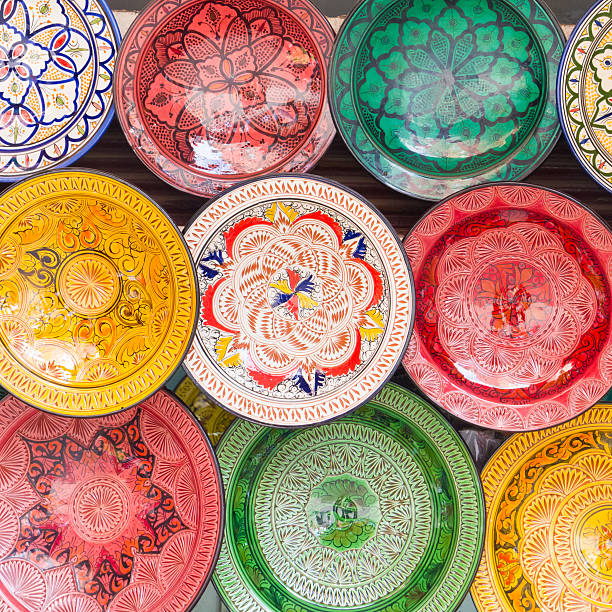 istock Traditional arabic colorful clay plates. 481370495