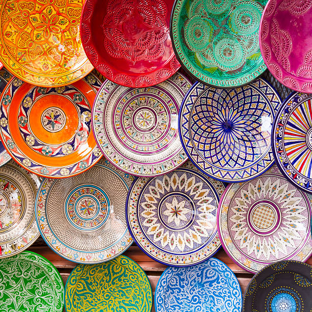 istock Traditional arabic colorful clay plates. 481370507