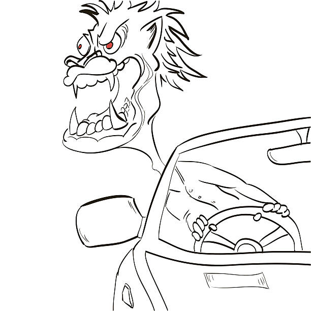 illustrations, cliparts, dessins animés et icônes de chauffeur en colère leaned la fenêtre et growls - driver displeased people frowning