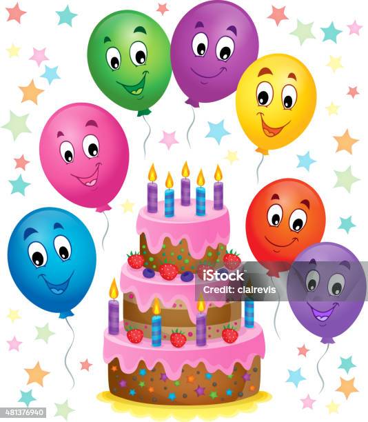 Birthday Cake Theme Image 7 Stock Illustration - Download Image Now - 2015, Anniversary, Art