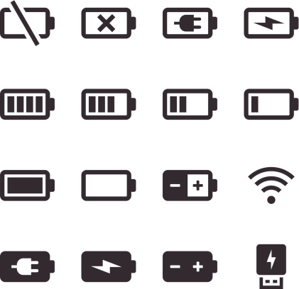 An illustration of battery & power icons set for your web page, presentation, & design products.