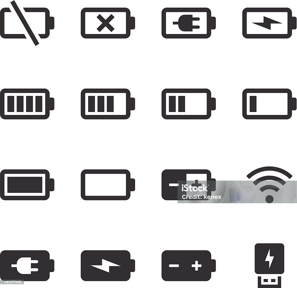 Mono Icons Set | Battery & Power An illustration of battery & power icons set for your web page, presentation, & design products. Battery stock vector