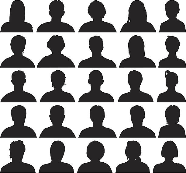 Heads and Shoulders Highly detailed heads and shoulders. portrait silhouettes stock illustrations