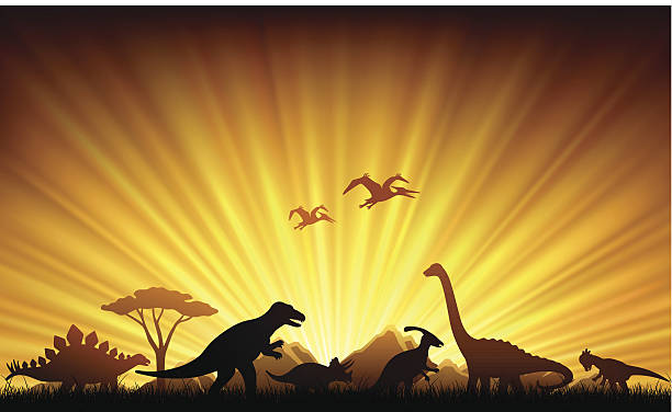dinozaury pożarów - extinct stock illustrations