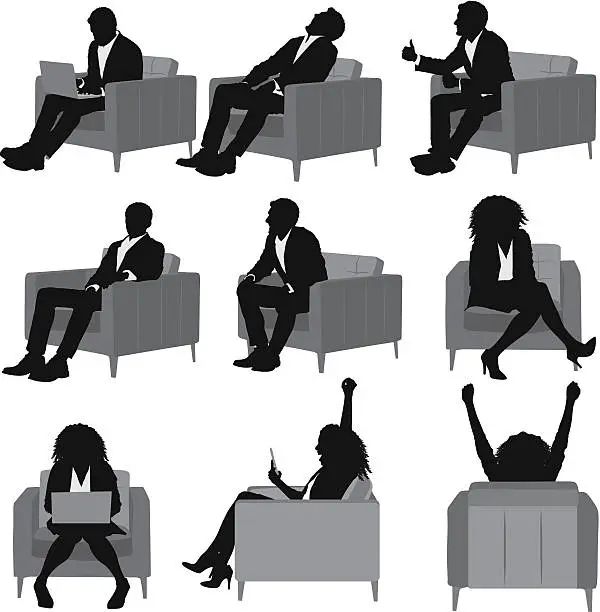 Vector illustration of Business people sitting on sofa
