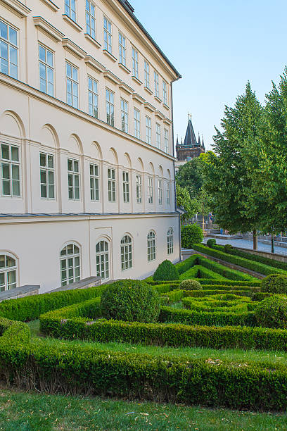 View of the bridge towers, Prague. stock photo