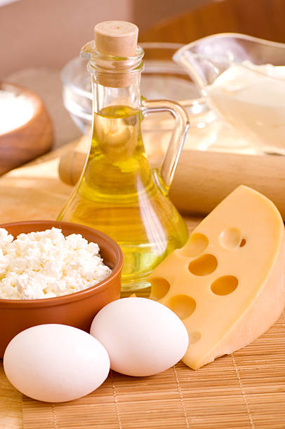 istock Ingredients for the dough wooden table 481384901