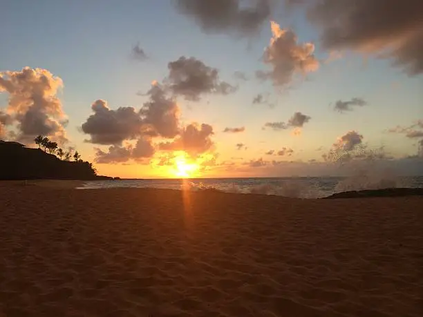 Sunset from Secret Beach in Kauai, Hawaii