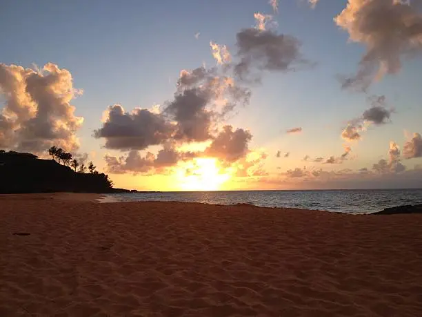 Sunset from Secret Beach, Kauai, Hawaii