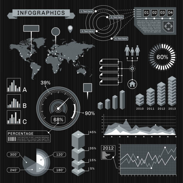 Infographics Infographic design elements. All elements are separate objects. File is layered, global colors used and hi res jpeg included. demographics infographics stock illustrations