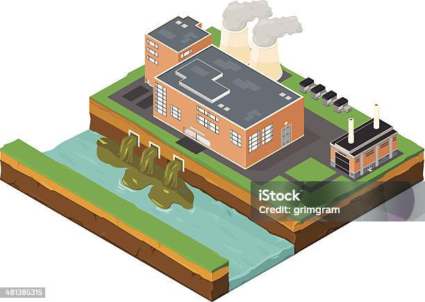 제품의 등각투영 공장 오염시킨다 하수 처리장에 대한 스톡 벡터 아트 및 기타 이미지 - 하수 처리장, 등측투영법, 수질 오염