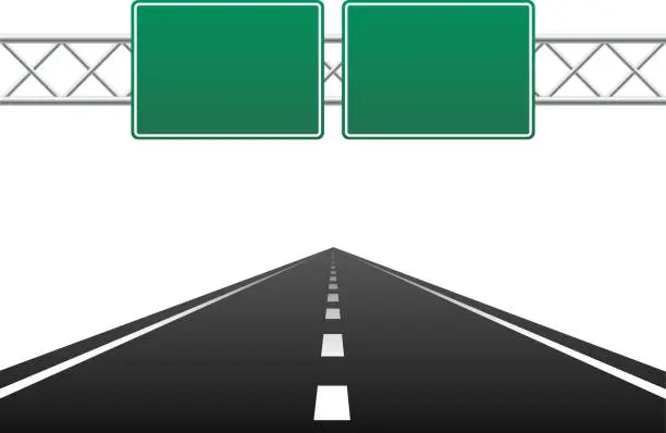 Vector illustration of Road and blank road sign