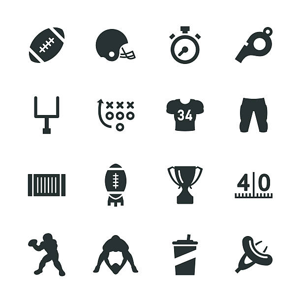 American Football Silhouette Icons American Football Silhouette Icons Vector EPS File. goal post stock illustrations