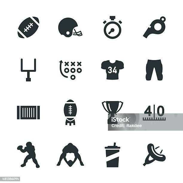 American Football Silhouette Icons Stock Illustration - Download Image Now - American Football - Ball, American Football - Sport, Icon Symbol