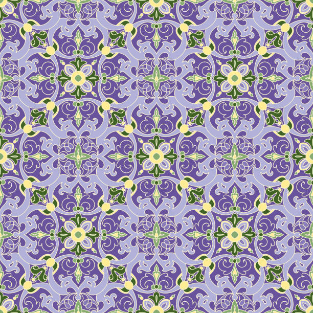 istock Hand drawing tile color seamless parttern. Italian majolica style 481388034