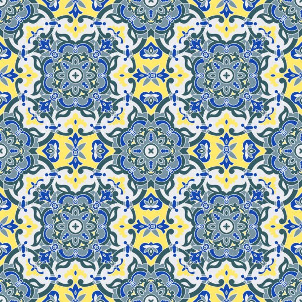 istock Hand drawing tile color seamless parttern. Italian majolica style 481388042