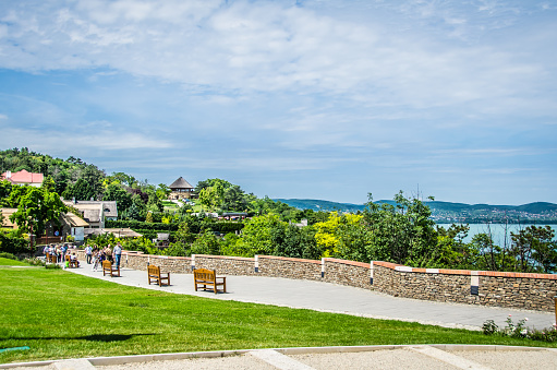 View of the Promenade and Lake Balaton in Tihany, Hngary.