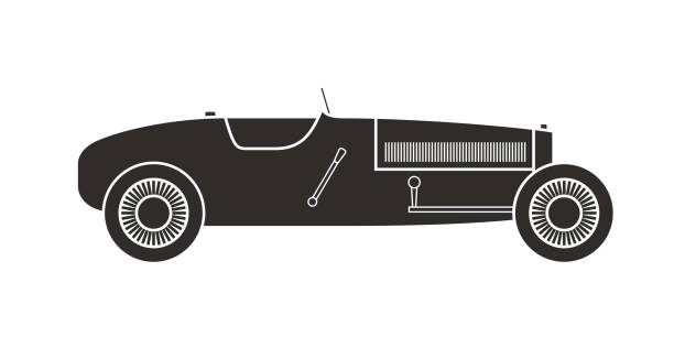 ilustrações, clipart, desenhos animados e ícones de retro esporte de carro de corrida, vintage collection - restavration