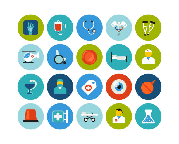 Flat icons set 19 Flat icons vector set 19 - medical collection caduceus medical symbol backgrounds stock illustrations