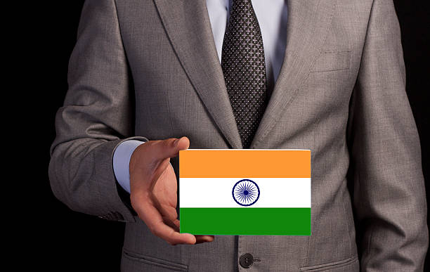 istock Businessman Holding a Card with INDIA Flag 481389243