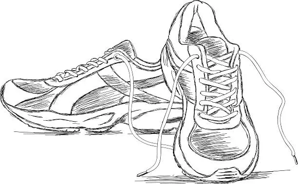 Vector illustration of Handmade Sneakers Sports Shoe Vector Sketch Illustration