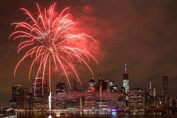 istock Independence Day With Fireworks in New York City 481391080