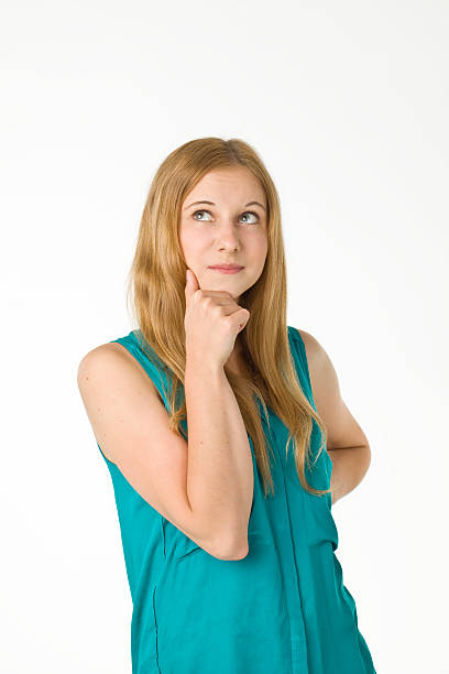 istock Thinking beautiful blonde woman portrait. 481391314