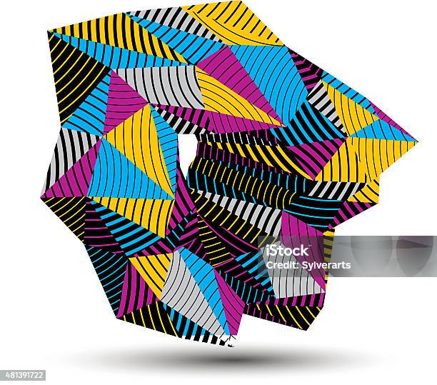 Colored Vector Object Geometric Abstract 3d Complicated Striped Vector Object Colored Stock ...