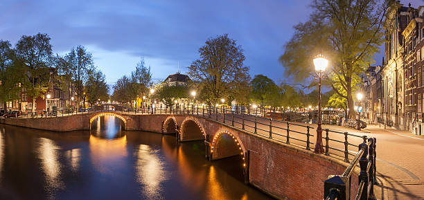 istock Panorama of beautifull Amsterdam canals with bridge 481391802