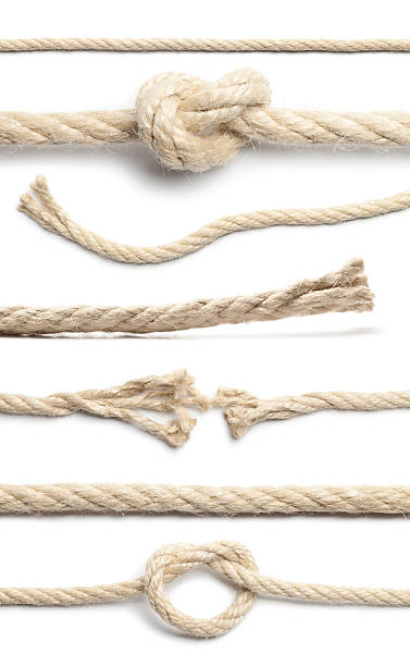 collezione di corda - rope frayed breaking tied knot foto e immagini stock