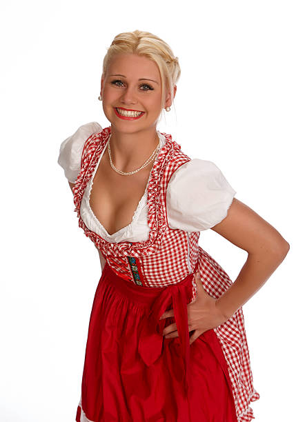 istock Happy young blond woman dirndl portrait 481392351