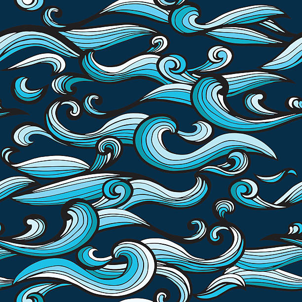 illustrations, cliparts, dessins animés et icônes de sans couture abstraite de vagues dessinées à la main motif fond ondulé. - craft homemade in a row painted image