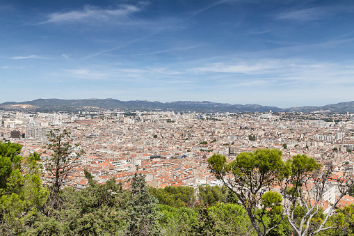 Panoramic view of Marseille with Château d'If in background (France)