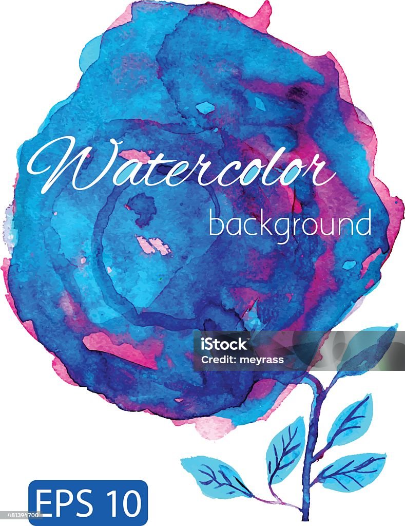 Blur and purple watercolor backdrop with leafs 2015 stock vector