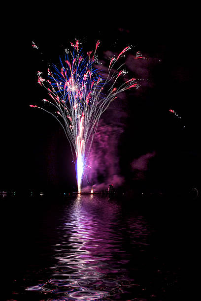 Colorful fireworks on black sky stock photo