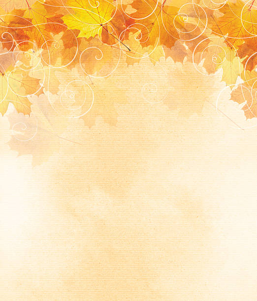 Autumn leaf illustration with room for copy space. Autumn leaf illustration with room for copy space. Lined textured background with whimsical swirls. autumn scene stock pictures, royalty-free photos & images
