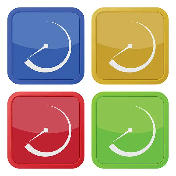 Vector illustration of set of four square icons with dial symbol