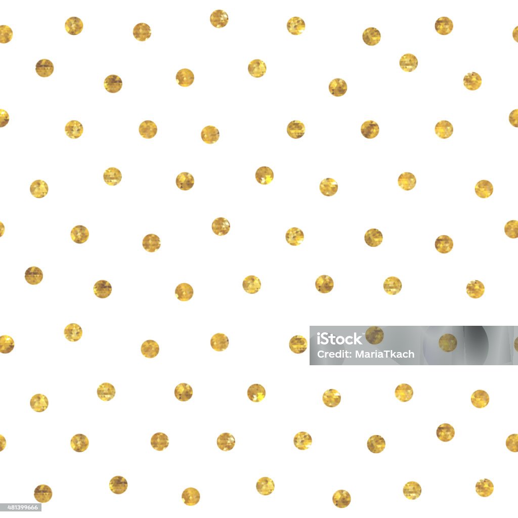 Seamless polka dot golden pattern Seamless random polka dot golden pattern. Dots of small mosaic faceted triangles. Gold Colored stock vector