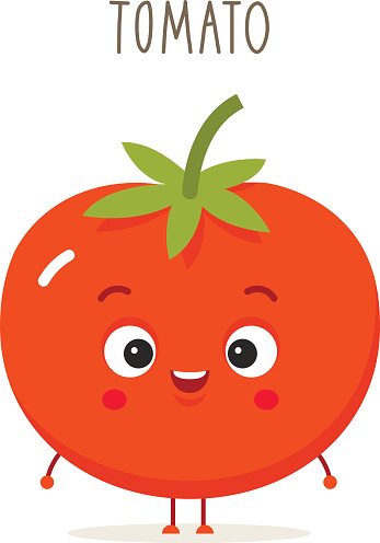 Cartoon Tomato With Eyes Smiling Vegetables In Flat Style Stock  Illustration - Download Image Now - iStock