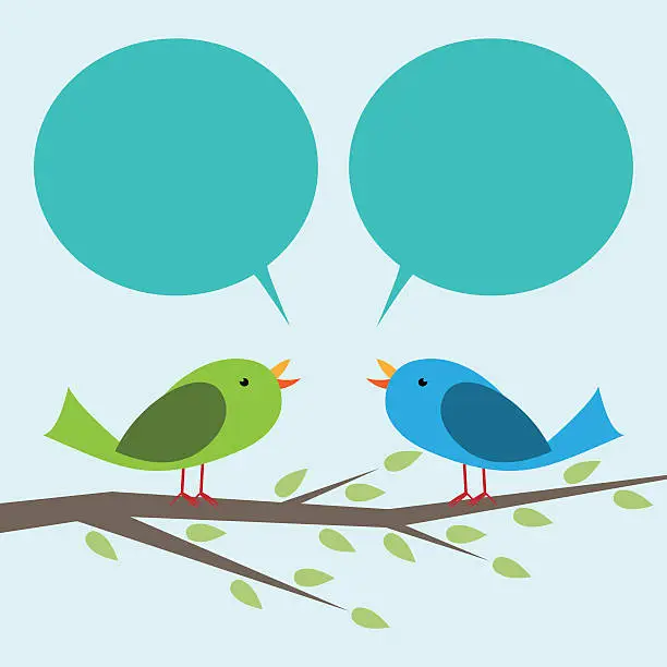 Vector illustration of Two birds communicating