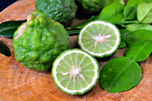 Cut bergamot in half on Butcher cook